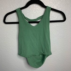 green halter crop top